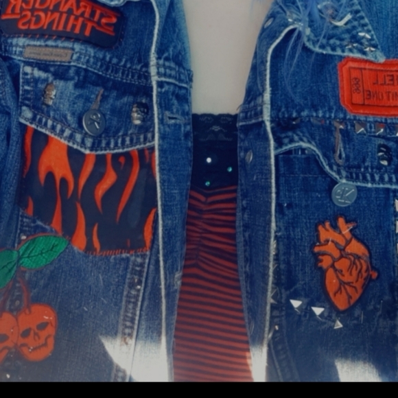 SOLD! Chilling Adventures of a Hell Witch Calvin Klein y2k patch jean jacket - Picture 15 of 16